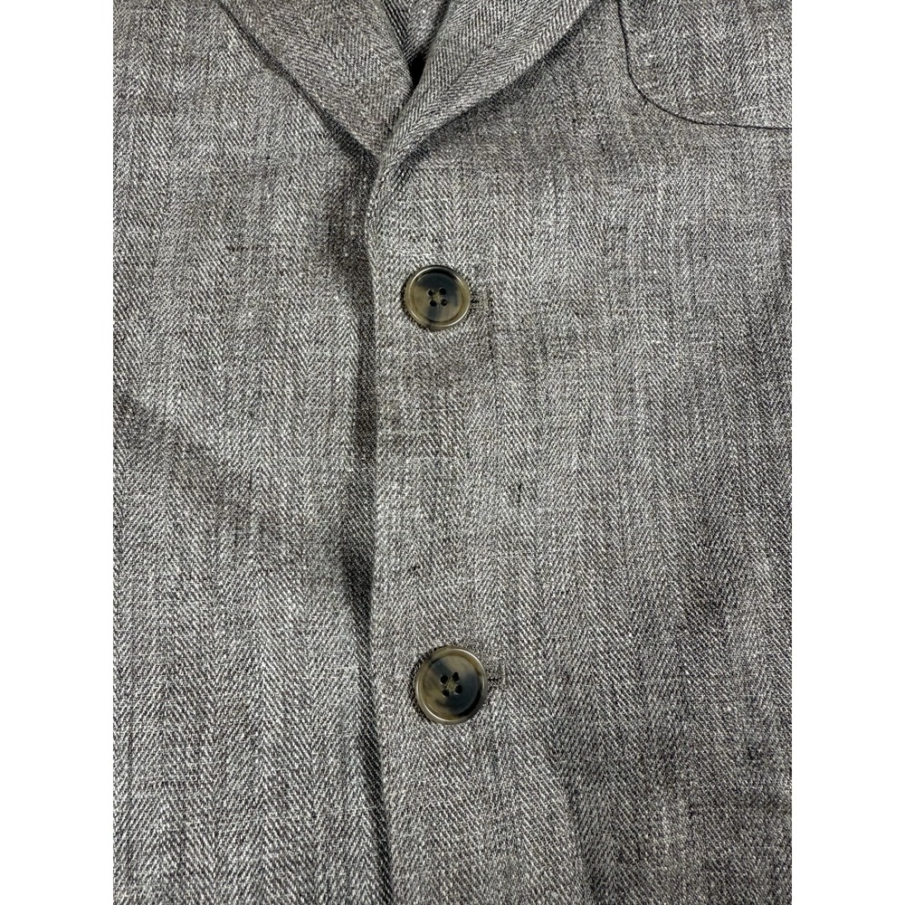 Banana Republic Blazer Mens 44R Taupe 100% Linen Herringbone Sport Coat NEW - Picture 4 of 15